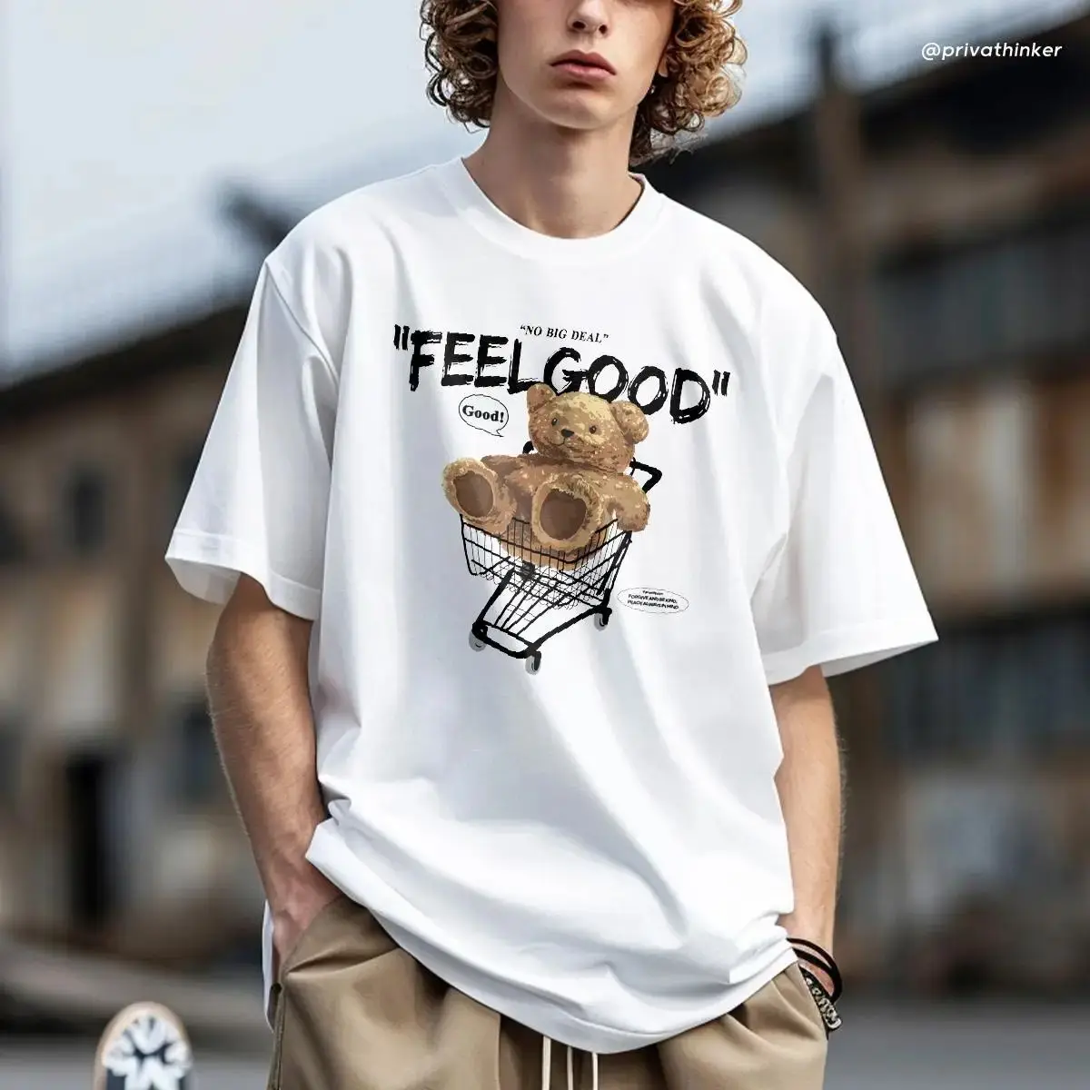 Einkaufen Bär Grafik Männer T-shirts Lose Qualität Baumwolle Tees Kurzarm Sommer Kleidung Mode