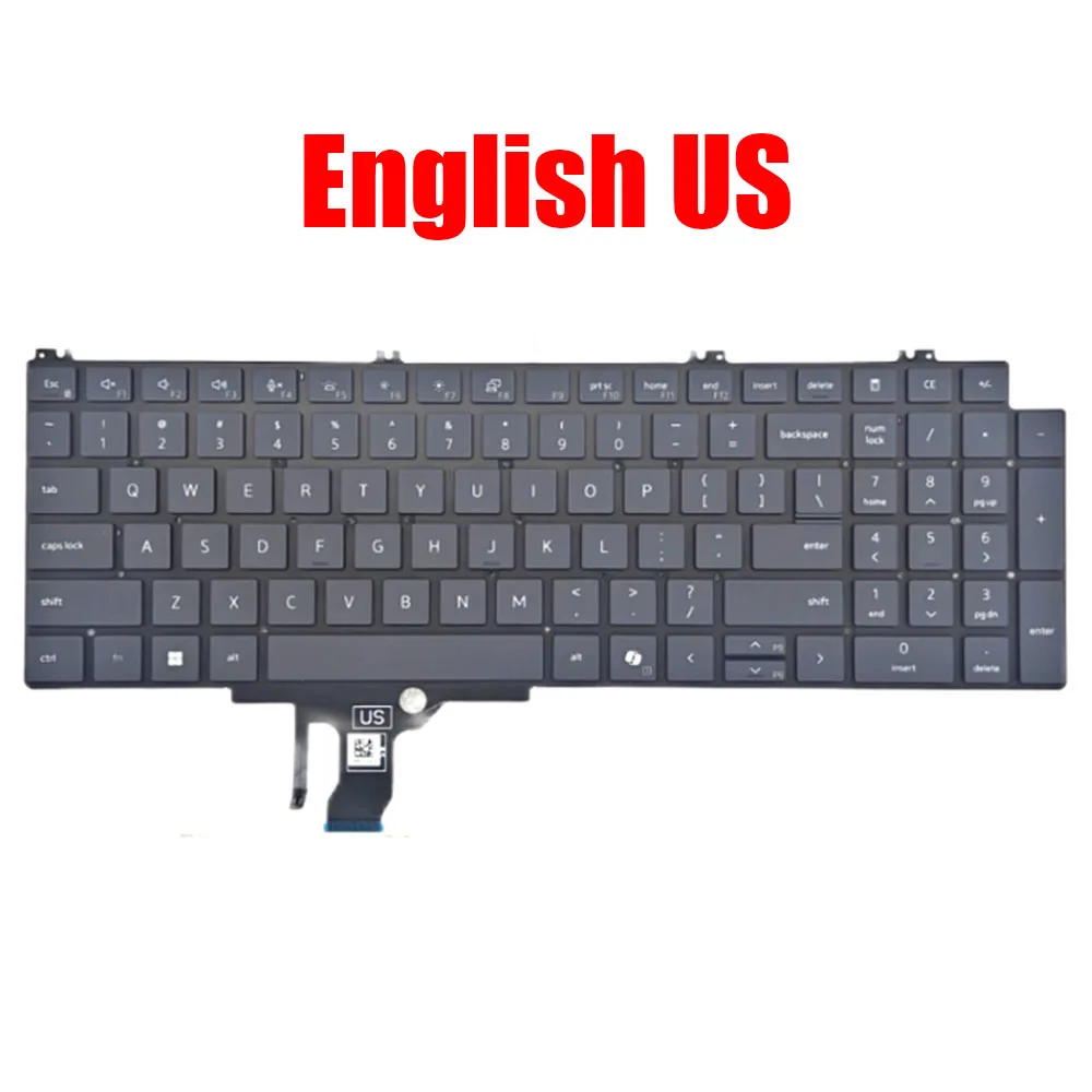 Laptop Keyboard For Dell PC16250 PC16255 PB16250 PB16255 MC16250 MC16255 MB16250 MB18250 NSK-DATABC English US Gray With Backlit