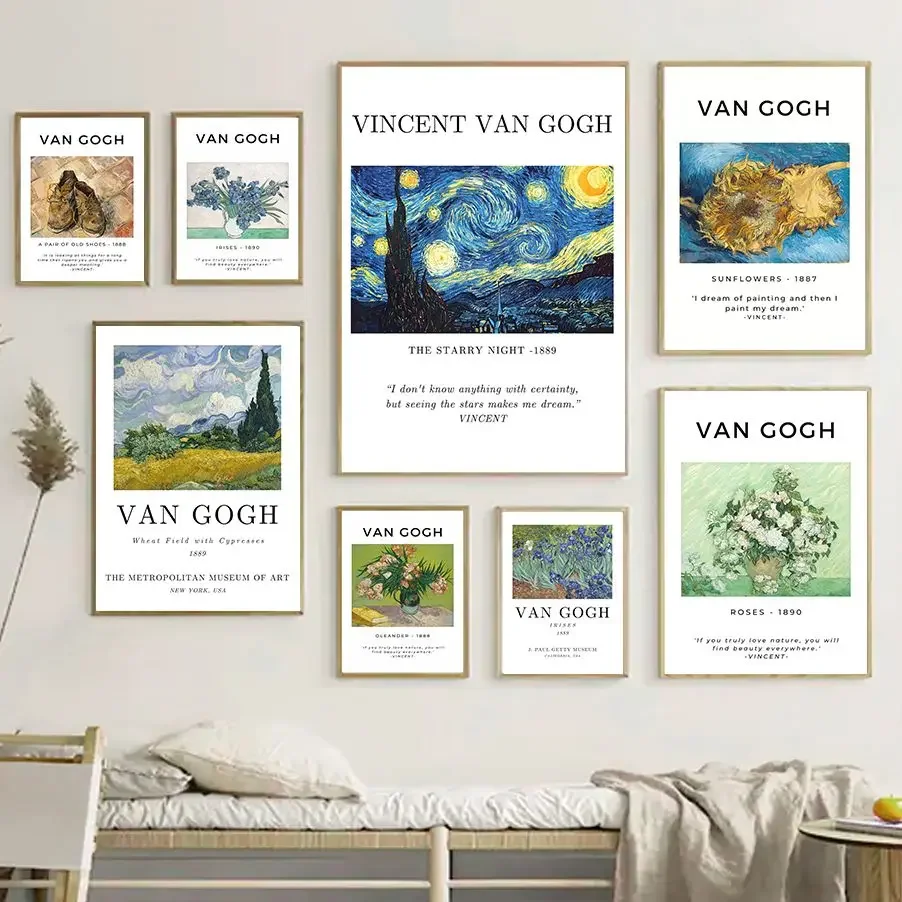 Van Gogh Starry Night Fower Abstract Landscape Wall Art Canvas Painting Posters And Prints Wall Pictures For Living Room Decor