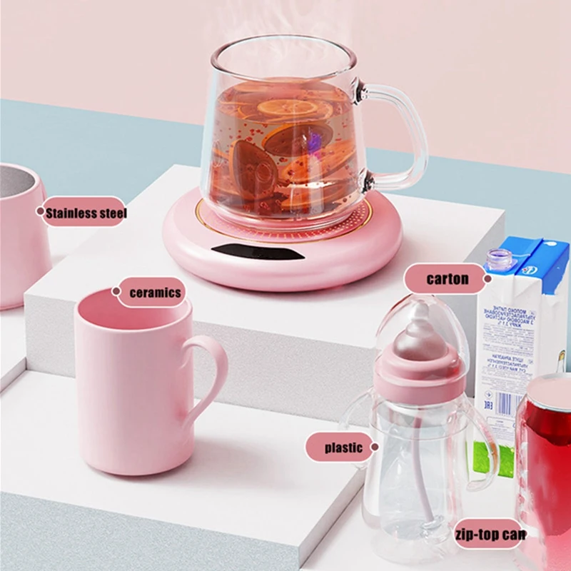 2PCS Thermostatic Heating Coaster USB Home Heating Coaster 3-Speed Adjustment Heating 55 Degrees Constant Temperature-A63M