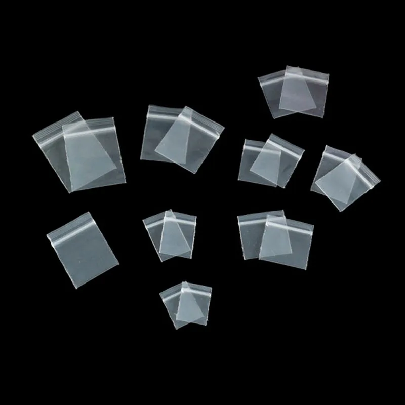 100pcs Mini Ziplock Bags For Jewelry Retail Accessory Packaging Supplies Waterproof Storage Small Plastic Bag Thicken Reclosable