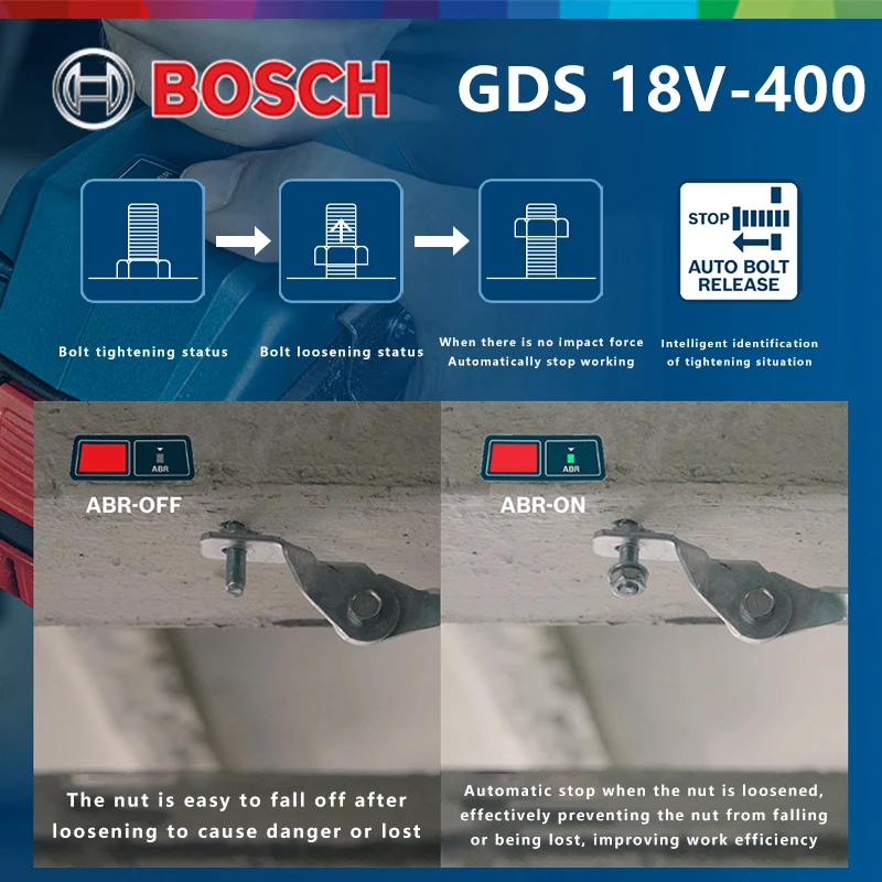 Bosch Cordless Impact Wrench GDS 18v-400 Brushless 400Nm Impact Driver Torque Wrench Bosch 18V Power Tools Without Battery