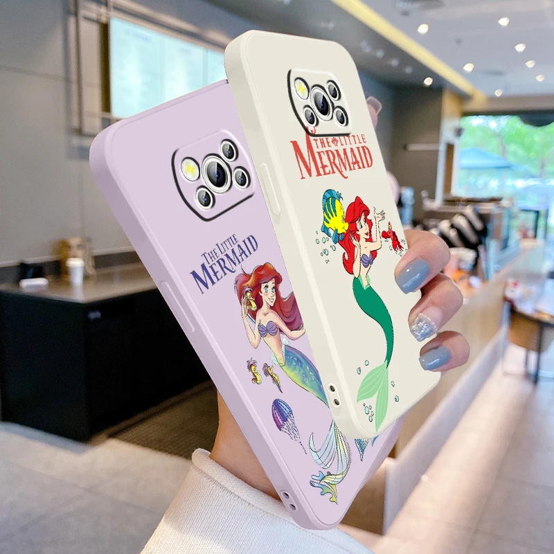 

The Little Mermaid Disney Classical Liquid Rope For Xiaomi Mi Poco X6 X5 X4 X3 M6 M5 M5S M4 M3 F5 F4 F3 Pro 5G Soft Phone Case