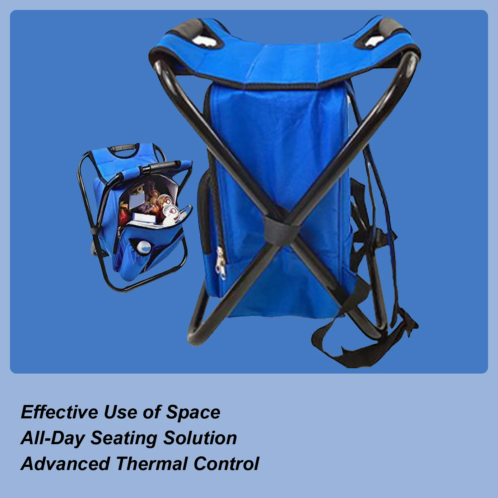 

Portable Camping Chair Portable Outdoor Chair Backpack Cooler Bag Camping Recliner For Hiking Travel Beach Park Festival Lawn