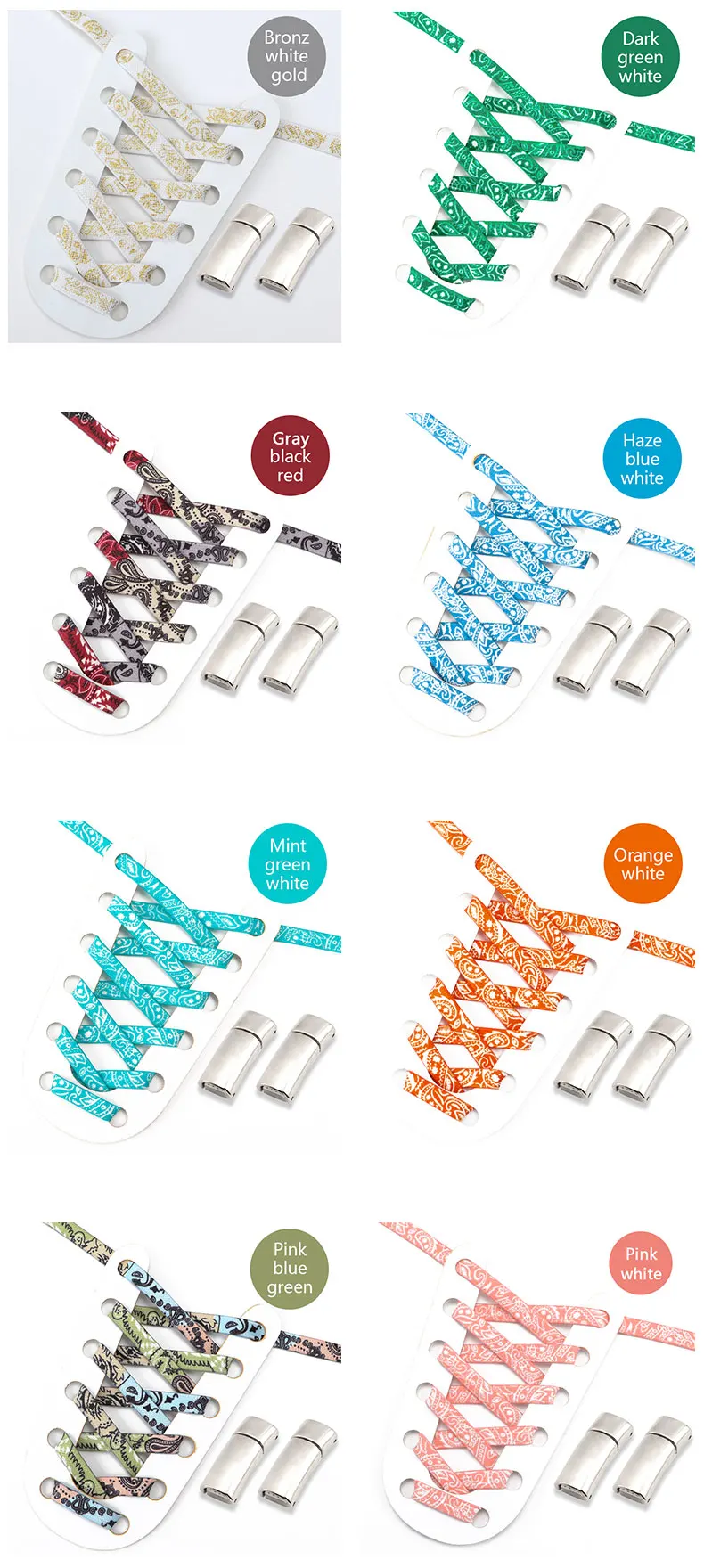 1 Paar flache Schnürsenkel mit magnetischem Metallverschluss, elastische Schnürsenkel, präzise Farbkombination, bequeme Schnürsenkel für Sneaker. – Detail 10