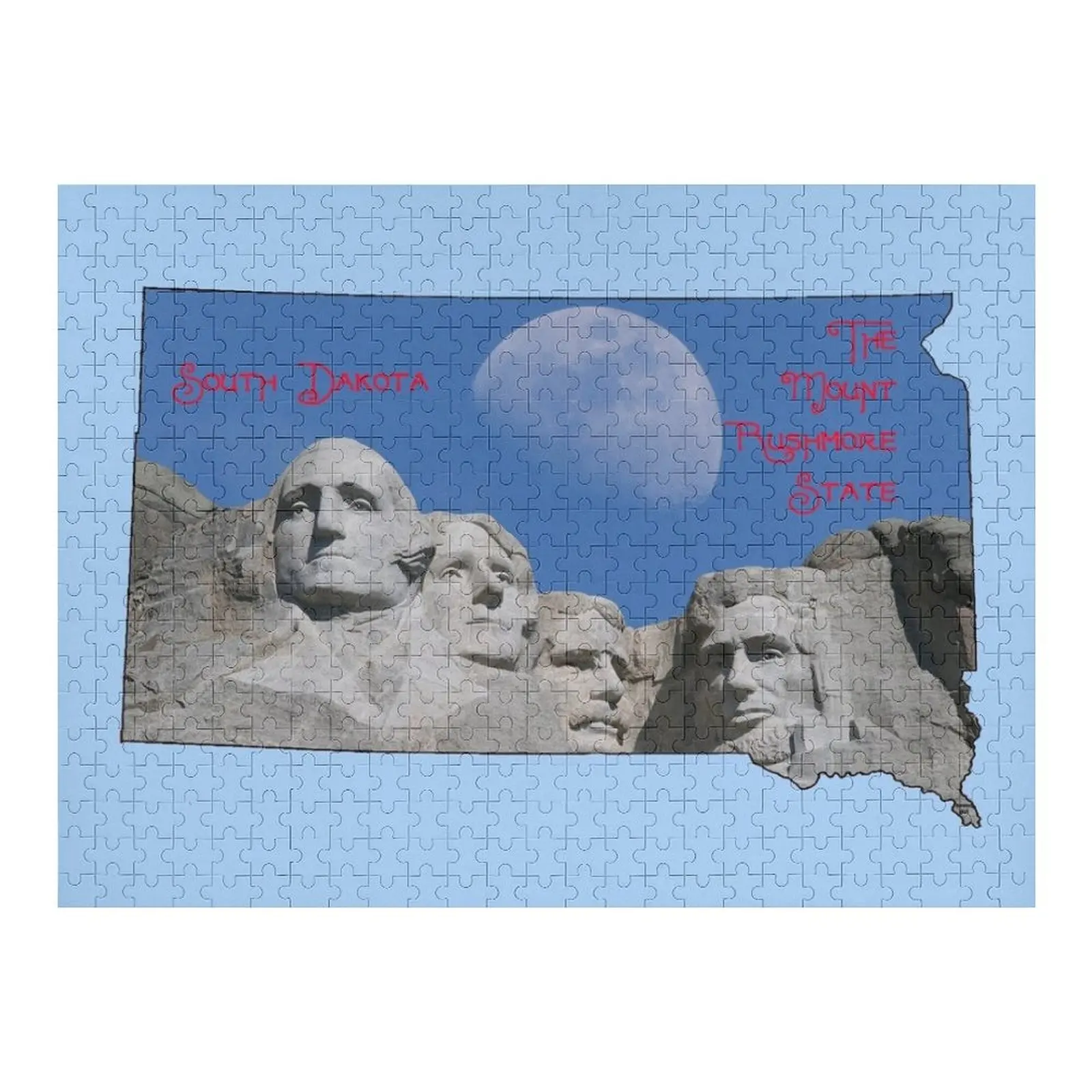 

South Dakota Map with State Nickname: The Mount Rushmore State Jigsaw Puzzle Wood Adults Custom Gifts Puzzle