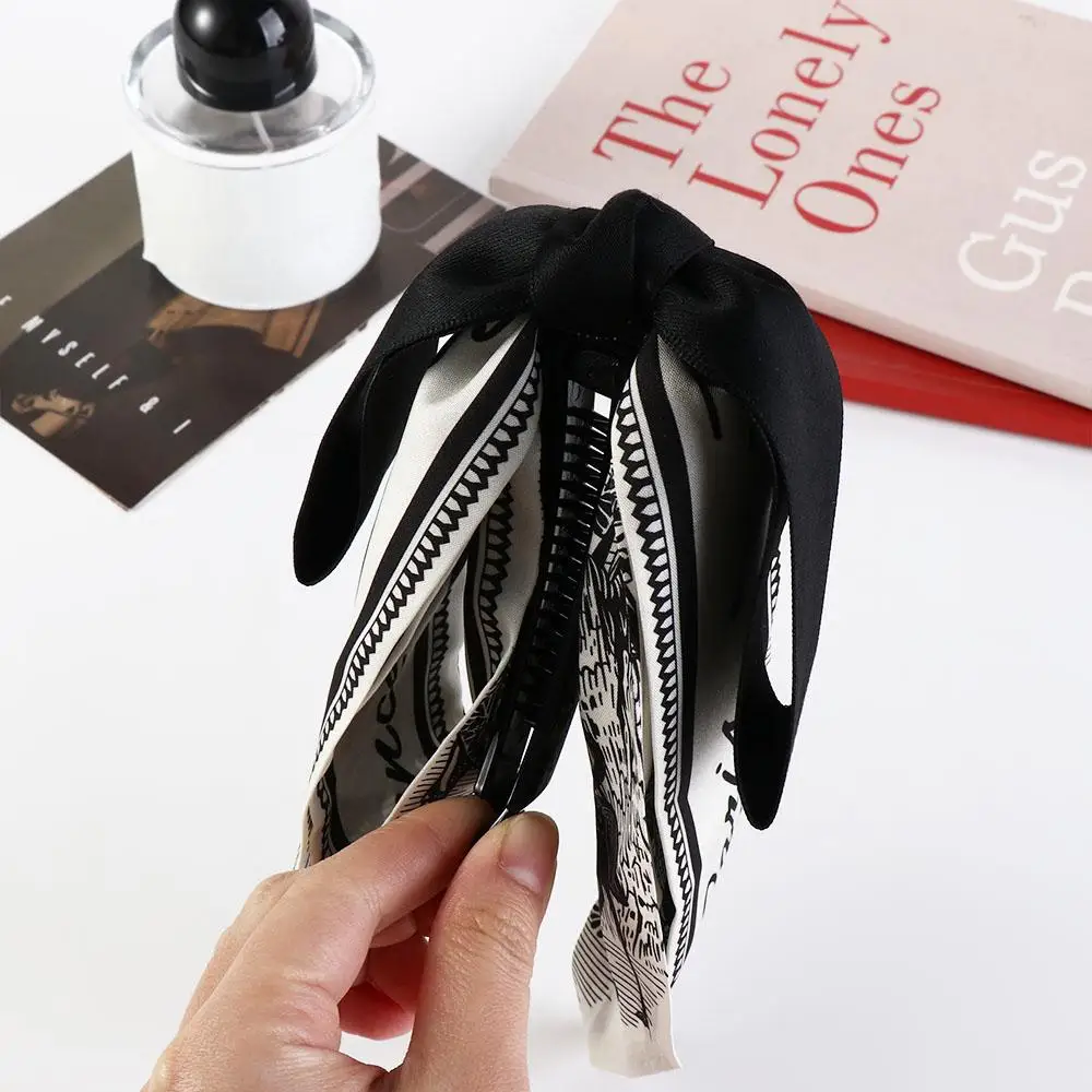 Fashion Ribbon Bow Banana Clip Hairpin Headwear Hair Claw Headdress Korean Style Vertical Clip Ponytail Holder