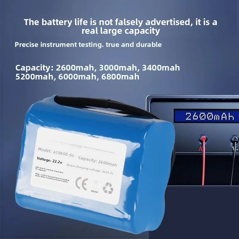 24V Lithium Battery Pack 6S 22.2V 25.2V Large Capacity Rechargeable for Medical Monitoring Speakers Motor Backup Power Supply