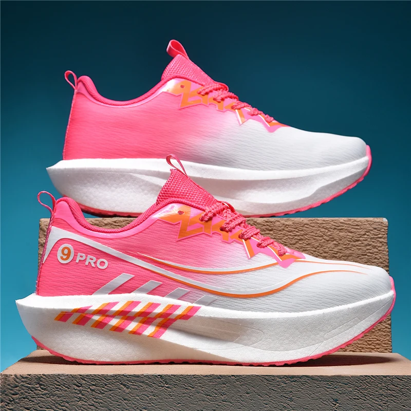 Carbon Plate Men Running Shoes Marathon Speciality Sports Breathable Lightweight Women's Comfortable Nonskid Leisure Sneakers