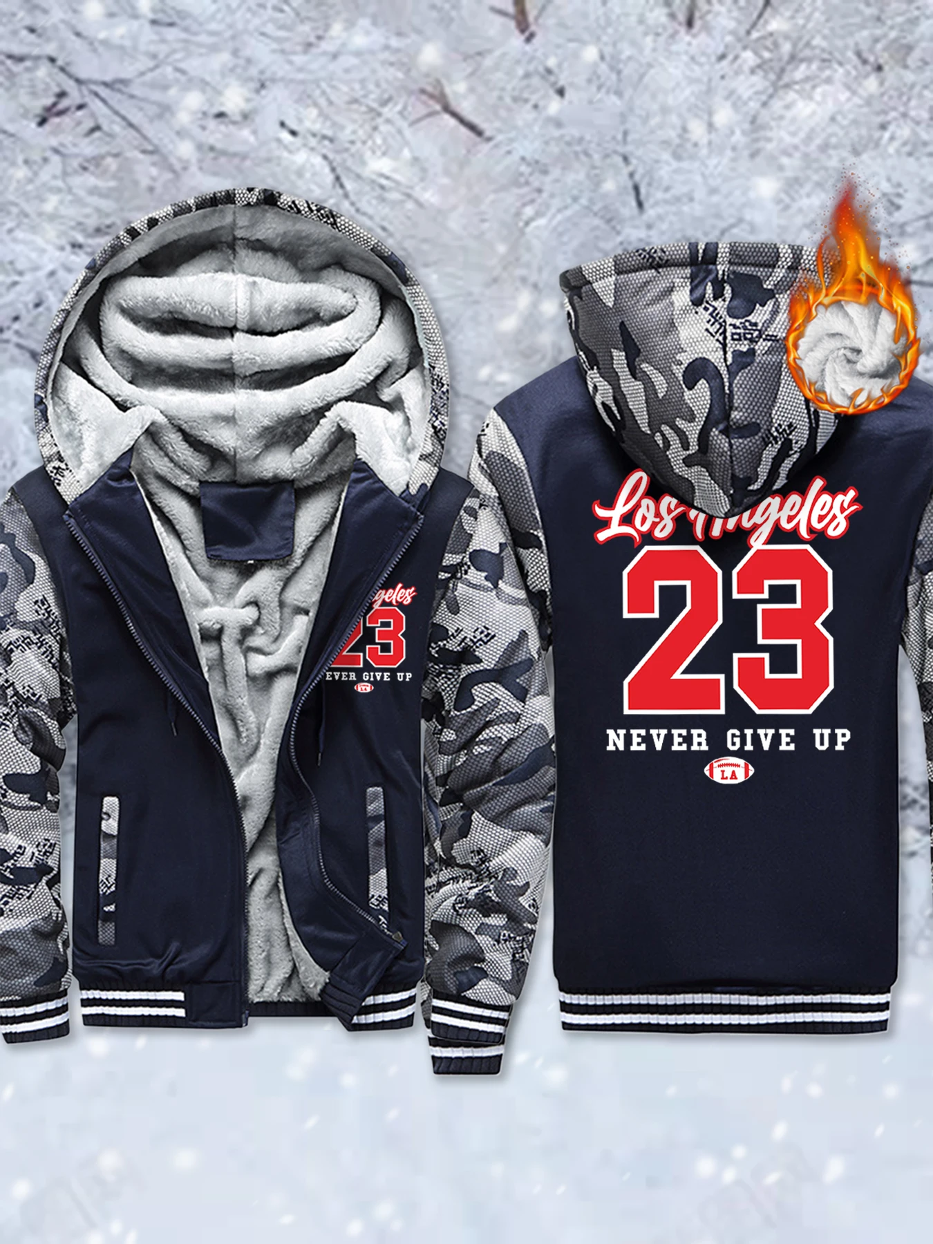 

Freedom Never Give Up Printed Fleece Winter Jacket Man Basics Zip-Up Hoodie Thicken Warm Veste Soft Comfy Streetwear Fashion Top