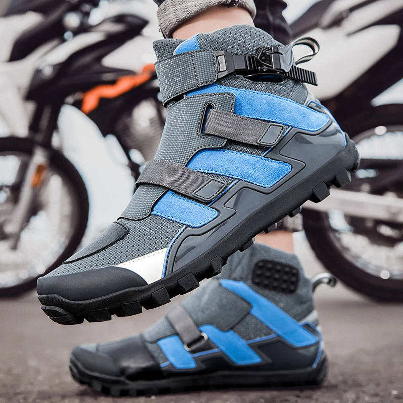 Motorcycle protective riding boots men four seasons breathable non slip wear-resistant high top off-road cycling shoes equipment