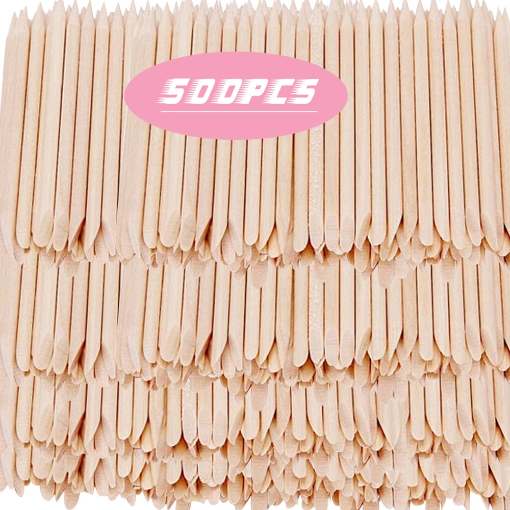 500/100 sztuk pomarańczowe patyczki drewniane do paznokci luzem dwustronny odpychacz do skórek Remover Nail Art Manicure Pedicure narzędzie do Manicure Pe
