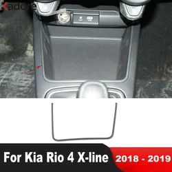 For Kia Rio 4 X-line 2018 2019 Stainless Steel Car Center Console Storage Box Frame Cover Trim Interior Mouldings Accessories