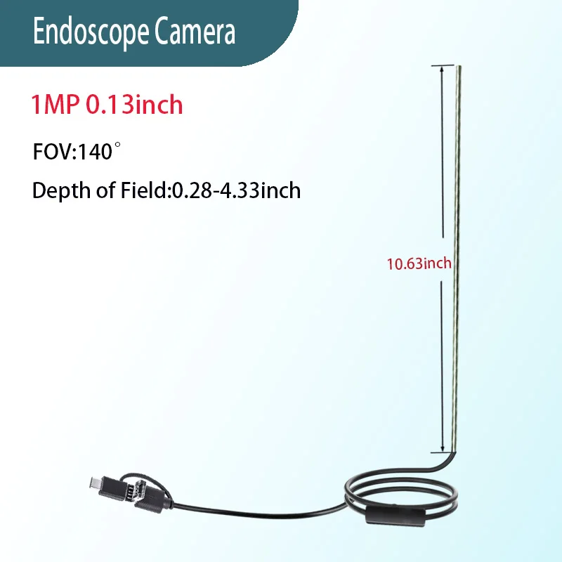

1MP 0.13 inch 140° wide angle gun cleaning camera pipeline inspection 1.5m USB Type-C 3-in-1soft cable rifle endoscope