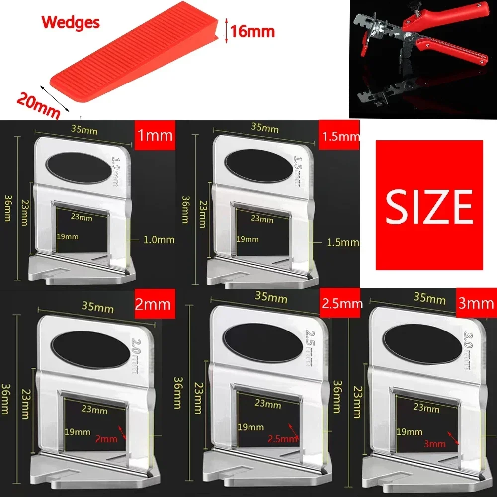 100-800PCS Floor Tile Leveling System Clips Spacers Straps Tile Piler Wadge Ceramic Tile Laying Leveling Construction Tools