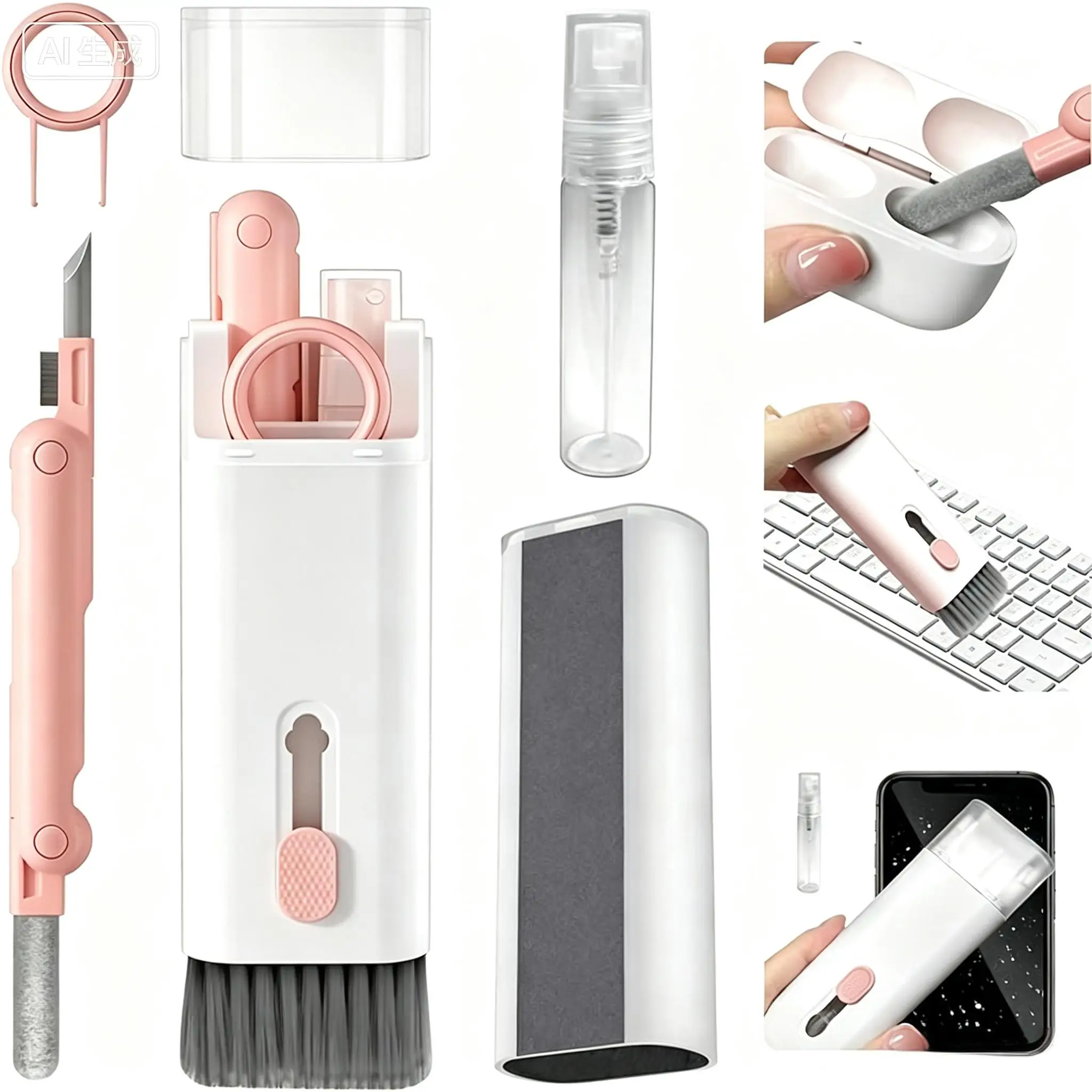7-in-1 Computer Keyboard Cleaner Brush Kit Earphone Cleaning Pen For Headset Keyboard Cleaning Tools Cleaner Keycap Puller Kit