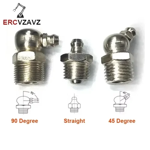 10 Uds M6 M8 M10 rosca macho tipo codo recto boquilla de grasa de aceite hidráulico accesorios de tubería para pistola de grasa de excavadora de coche