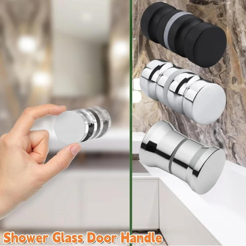 Shower Glass Door Handle,Sliding Shower Doors Knob,Double Sided Pull Bathroom Hardware Replacement Parts for Kinds Glass Doors
