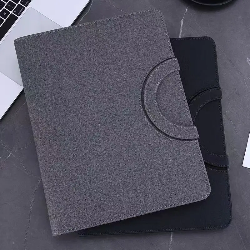 تخصيص A4 الأعمال Padfolio مجلد ملفات محفظة بولي Leather حقيبة جلدية مع آلة حاسبة أجهزة الكمبيوتر المحمولة حامل البطاقة وثيقة المكتب