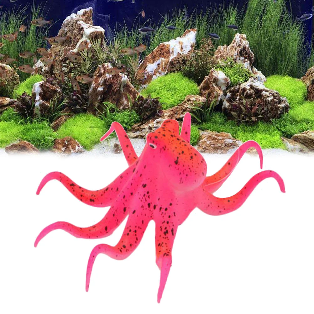 

Simulation Octopus Red Silicone Aquarium Decor Fish Tank Decoration For Pets Non-Toxic -Like Tentacles Vivid