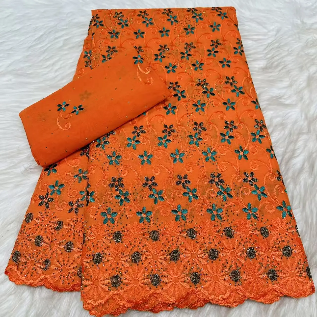 

New Arrival African Nigerian Lace Fabric With Scarf 2026 High Quality Stones Swiss Voile Lace Fabric For Women Dress LYC2627A