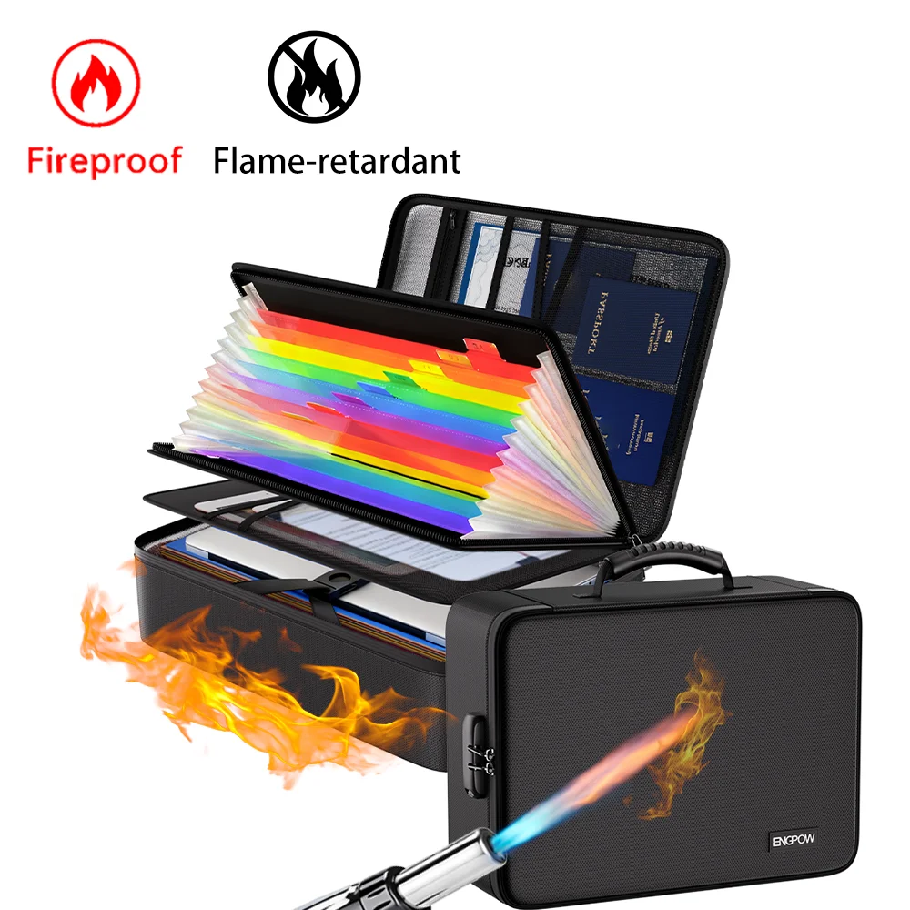 Fireproof Storage Box, Lockable Hard Case for Laptops, Portable Hard Drives, Passports, Business Documents, Forms Storage Bag