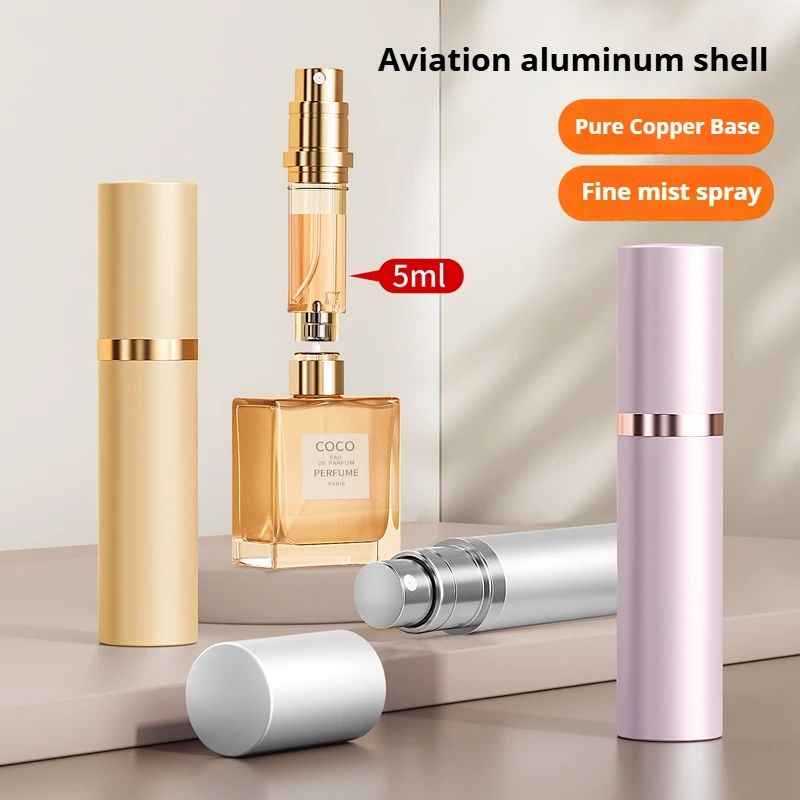 5ml Mini Aluminum Spray Alcochol Empty Refillable Bottle Portable Perfume Atomizer Liquid Container For Cosmetics Traveling