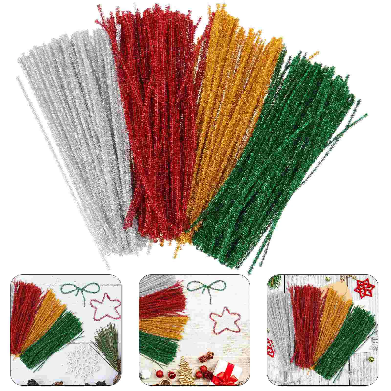 400 Pcs Crafting Chenille Stems Sticks Cleaner for Colored Glitter Cleaners Christmas Crafts Supplies