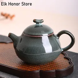 240ml Retro Ge Kiln Iron Tire Ceramic Teapot Boutique Ice Crack Tea Set Tea Maker Pot Celadon Kung Fu Pu'er Teaware Gift Packing