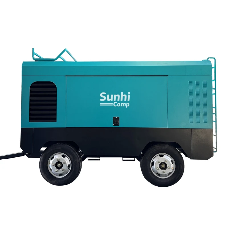 10bar 423cfm Diesel Engine Driven Movable Portable Screw Type Rotary Air Compressor for Water Well Drilling Rig Sandblasting