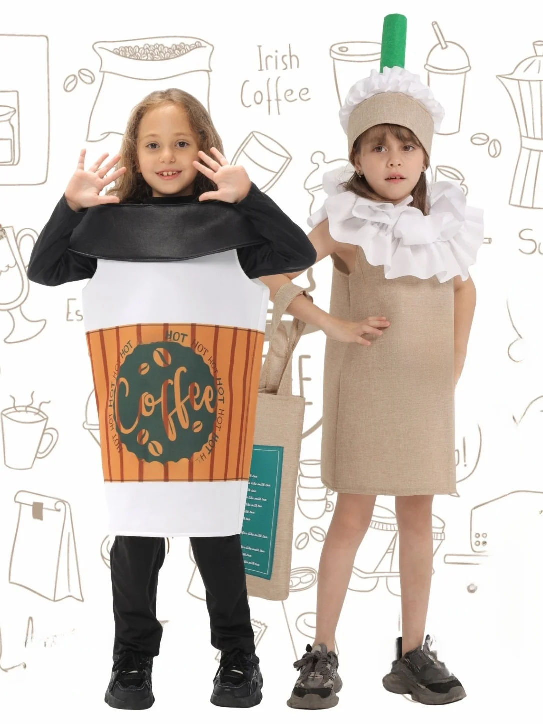 

New Halloween Star Latte Children's Performance Costume Coffee Cosplay School Funny Performance Outfit Kids Stage Wear