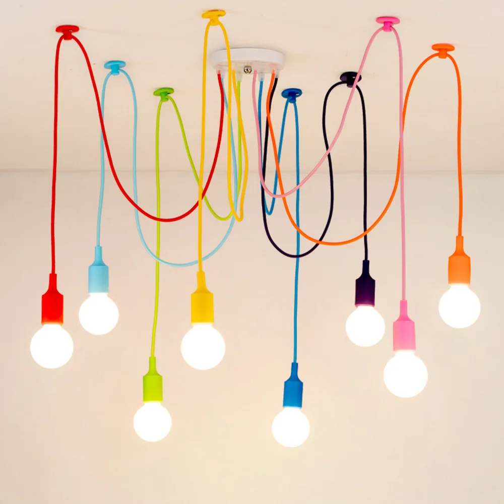 Coloré E27 Multi tête pendentif lumières luminaires d'intérieur moderne Simple plafond suspension lampe chambre décor lustres