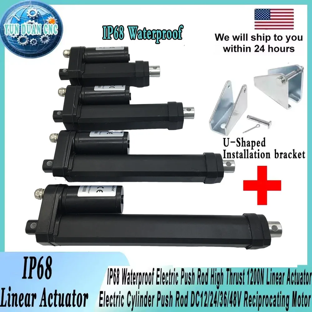 

Waterproof Electric Push Rod High Thrust IP68 800N 176LBS Linear Actuator Electric Cylinder Push Rod DC12V Reciprocating Motor