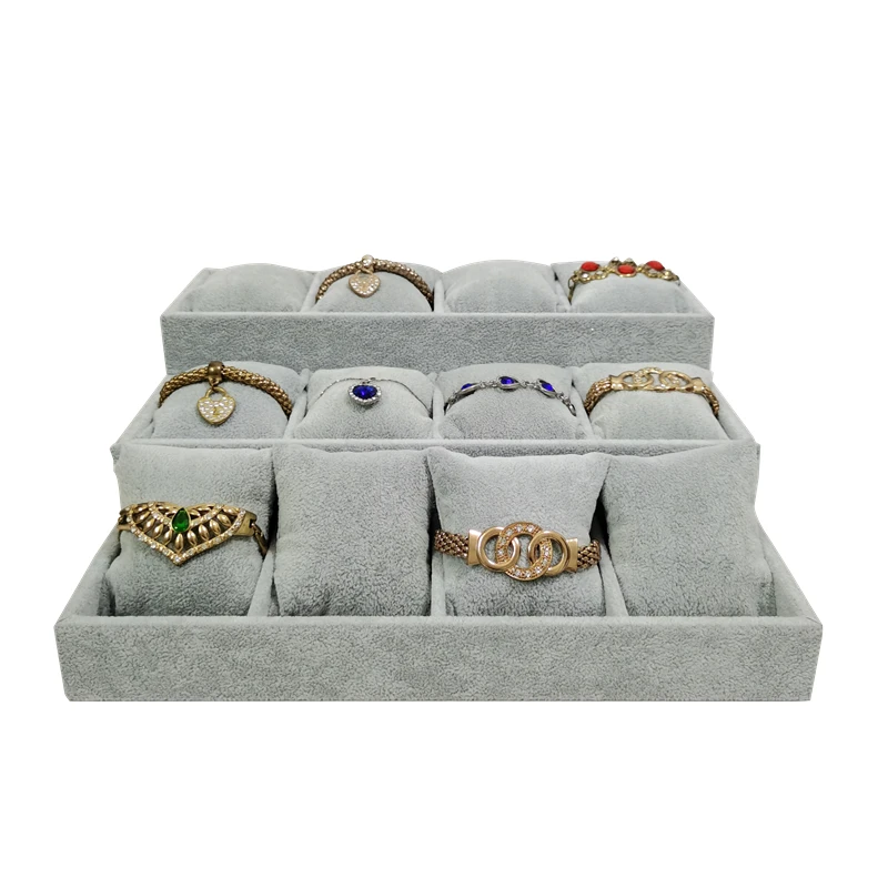 High Quality Velvet Three-layer Watch Bracelet Tray Black Gray Rose red Watch Bracelet Storage Display Tray Table Storage Props