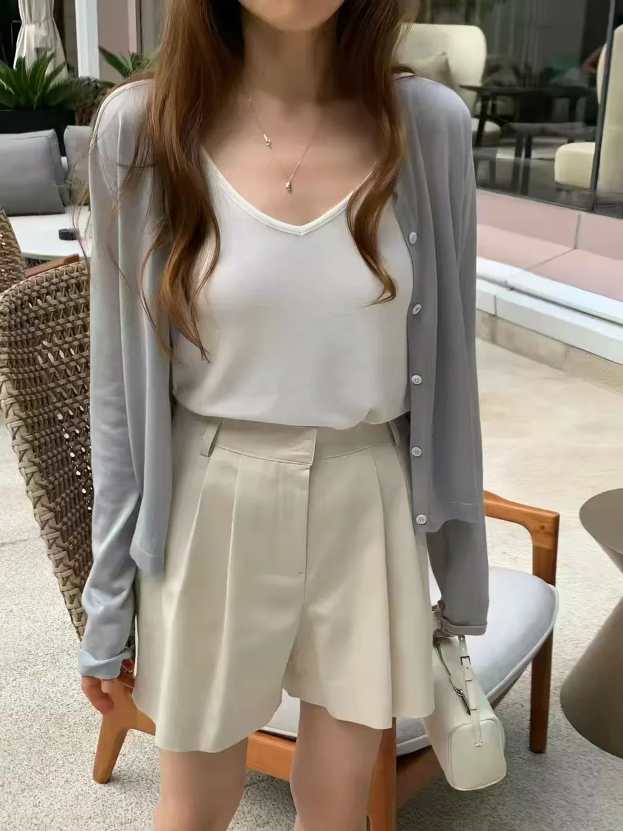 

Slimming High Waist Wide Leg Pants Korean Style Color Suit Shorts Women's Fashion Summer New Arrival Pleated A-Line Shorts