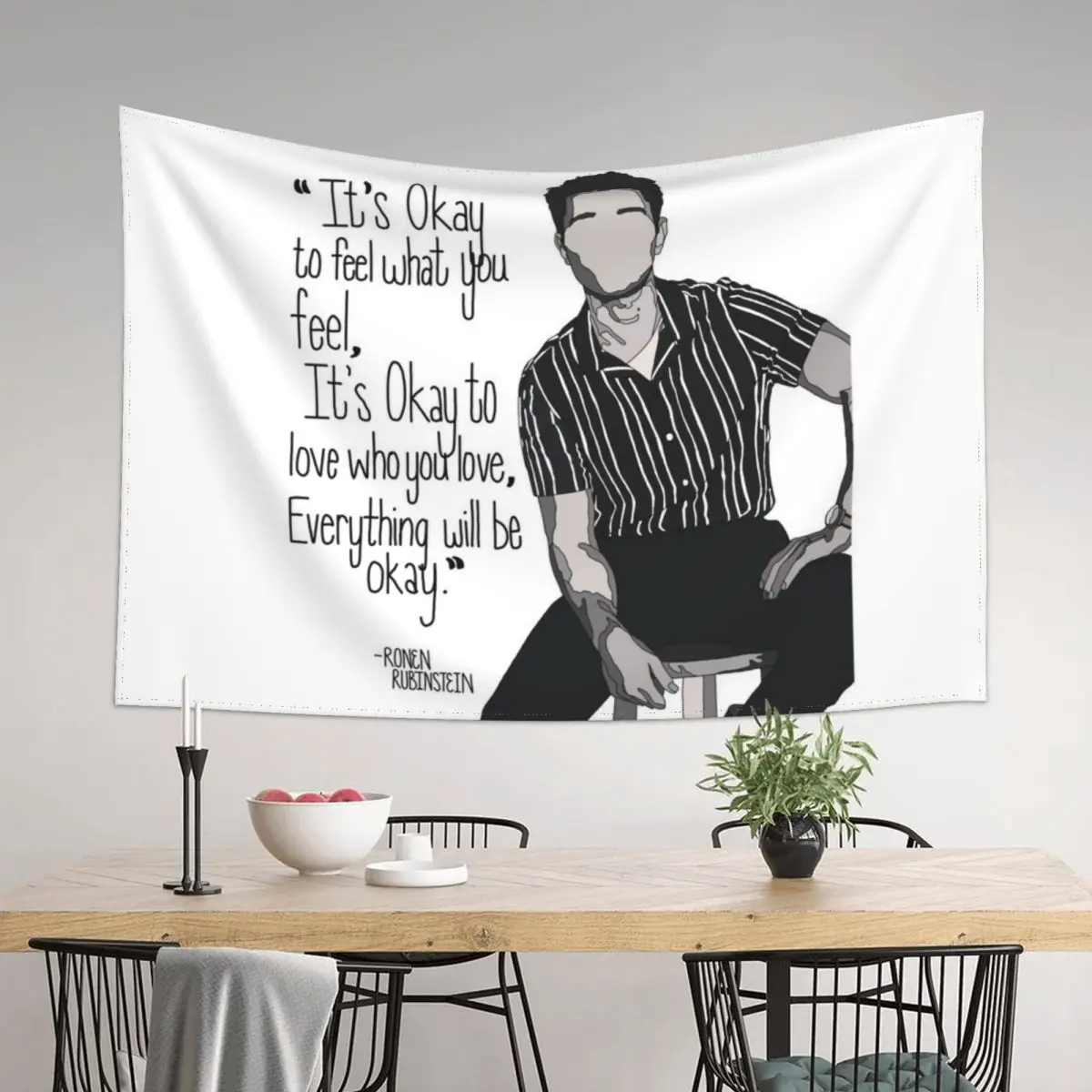 

Ronen Rubinstein Quote Tapestry Aesthetic Room Decorations Cute Decor Decorative Wall Tapestry