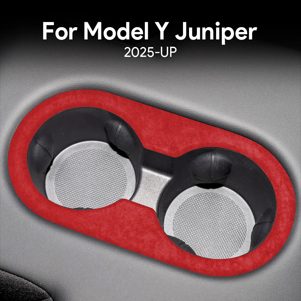 

Italian Top Suede Trim Stickers for Tesla Model Y Juniper 2025-Up Rear Seat Water Cup Holder Car interior Protection Accessories