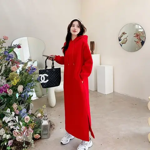 퍼시픽 아일랜드 디자인 타파 프린트 롱 판초 드레스 - 루즈 캐주얼 여성 랜턴 긴 소매 13_하트알리 여성용 플러스 벨벳 두꺼운 라지 사이즈, 뚱뚱한 Mm2-300 파운드, 느슨한 후드, 롱 오버 니 슬림 슬릿 맨투맨 스커트, 가을, 겨울