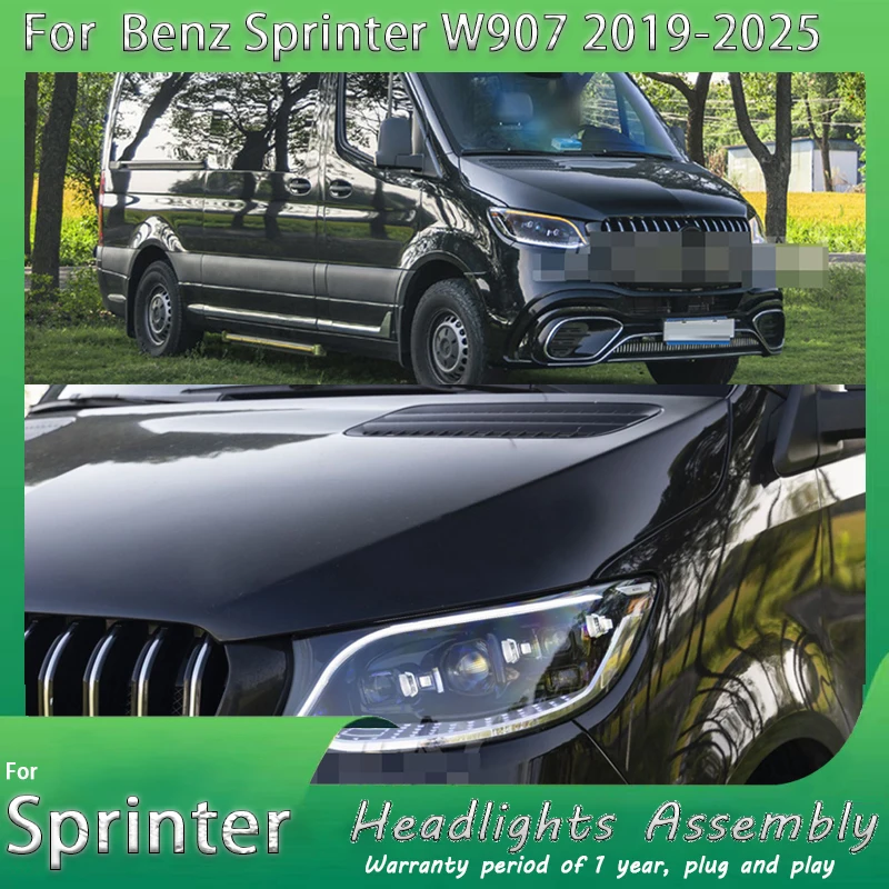 

Car Front Lamp Assembly For 2018-2025 Mercedes Sprinter W907 Automatic 2pcs Headlights Upgrade S-Class Style LED Projection Lens