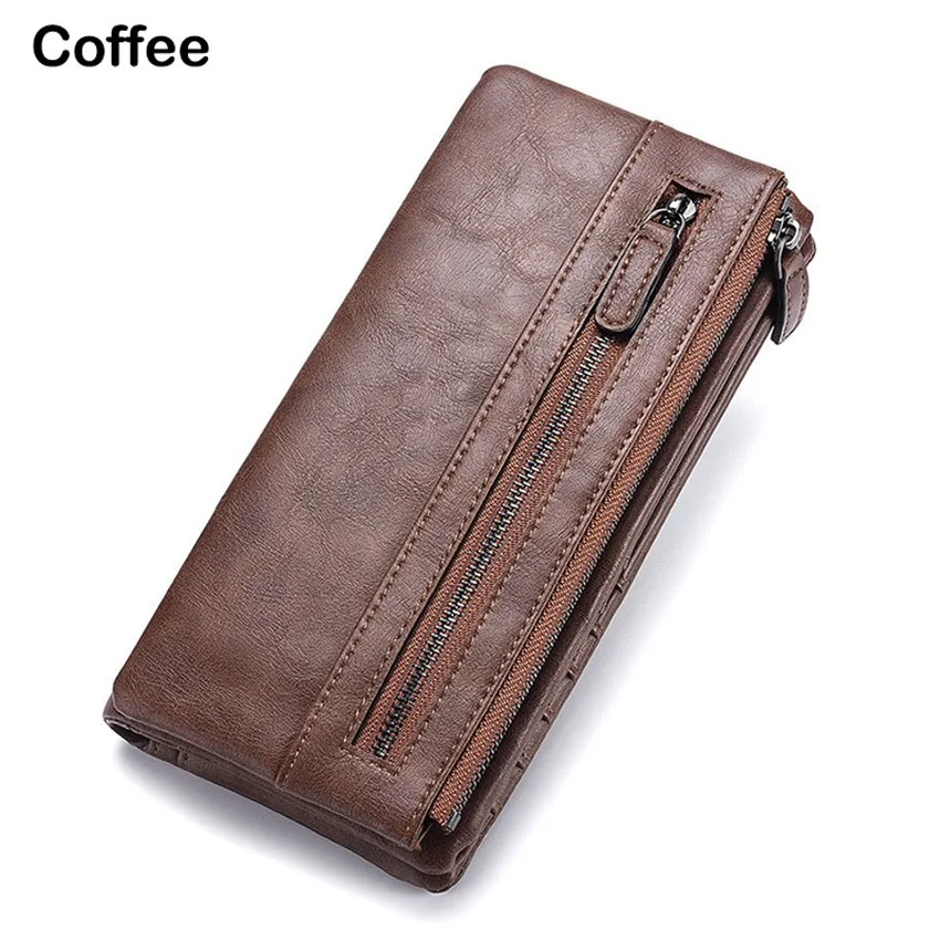 Fashion Leisure Men's Long Wallet Soft PU Leather Clutch Wallet  Coins Purse Card Holder Male Purse Detachable Wallet