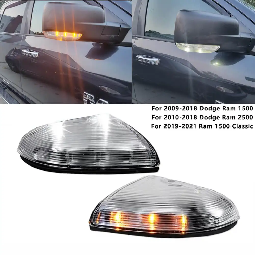 

LED Side Mirror Turn Signal Puddle Light Lamps 68064949AA 68064948AA for Dodge Ram 1500 2500 2009-2018