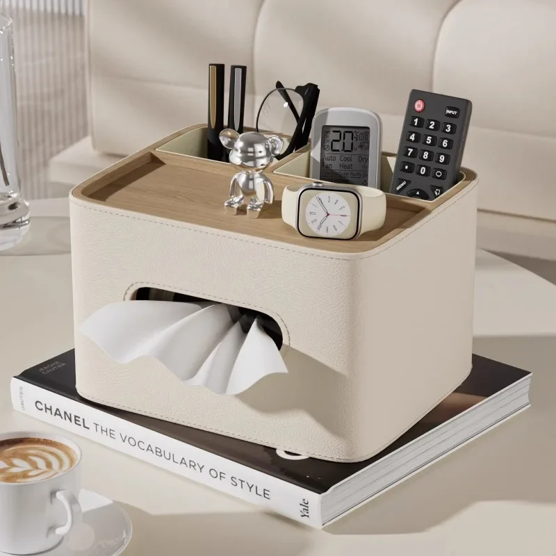 Simple Leather Tissue Boxes High-end Light Luxury Drawer Storage Tissue Holder Living Room Tabletop Storage Box