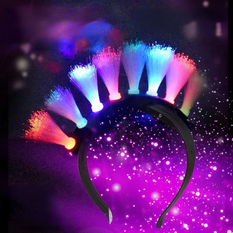 

LED Light Up Headband Wig for Navidad Festival Fiber Optic Flashing Hairband for Women Men Children Glowing Party Supplies