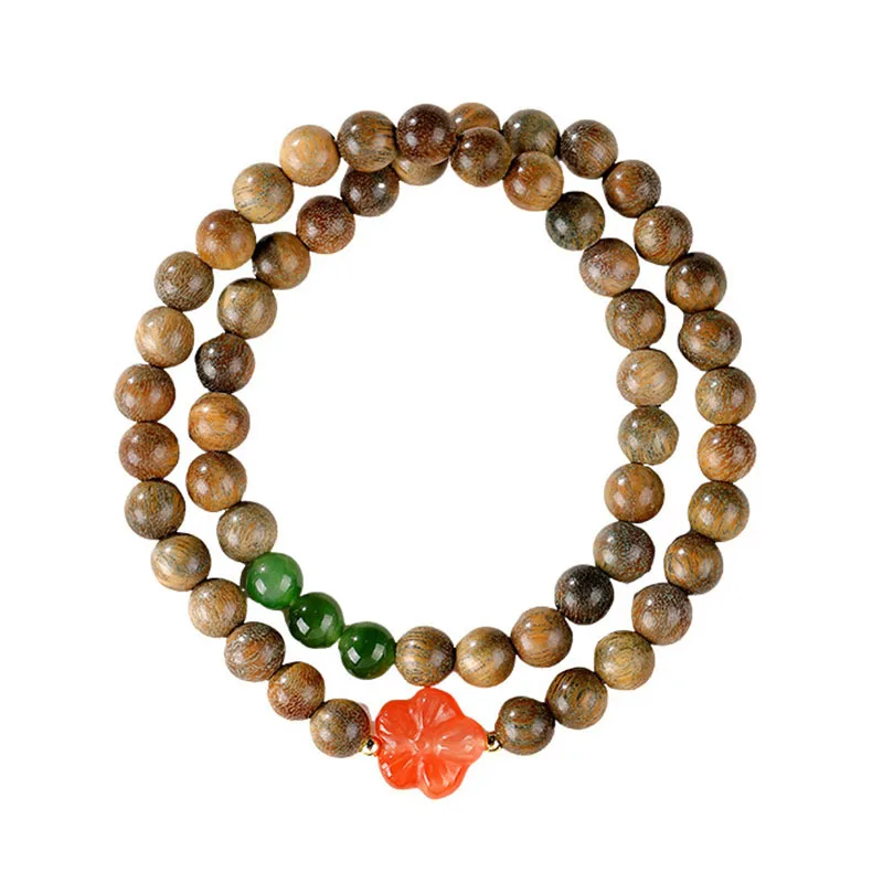 

Natural Green Sandalwood Bracelet for Women with Yanyuan Lucky Beads Water Sinking Wood Prayer Beads Gifts