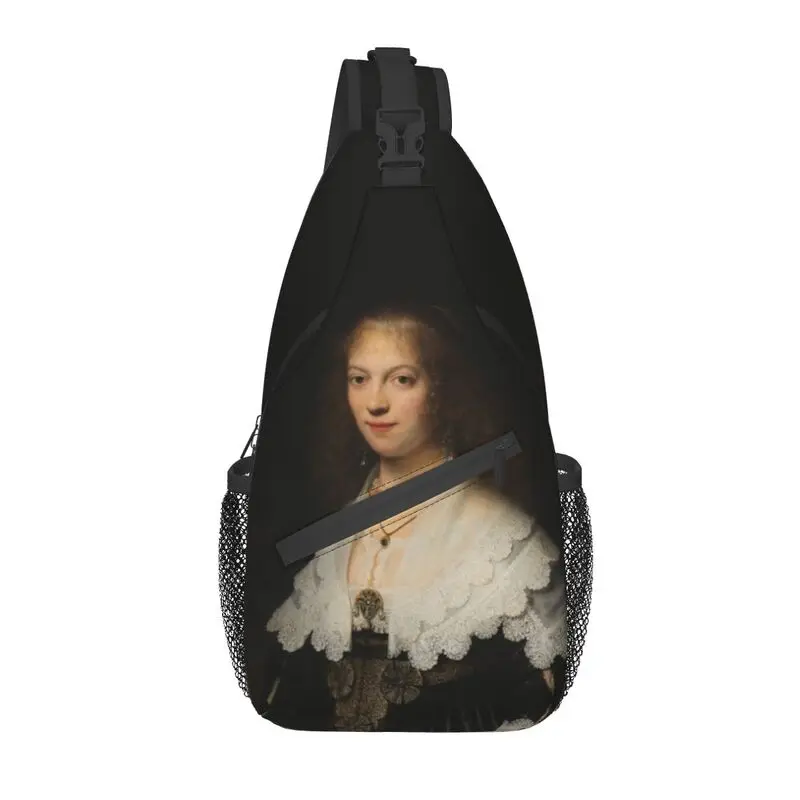 

Rembrandt Van Rijn Famous Painting Sling Bag for Traveling Portrait of Maria Trip Crossbody Chest Backpack Shoulder Daypack