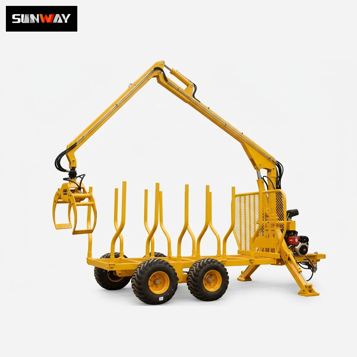 

Прицеп для перевозки леса с гидравлическим приводом и грейфером, сертифицированный CE, для лесозаготовительной техники, с краном-манипулятором