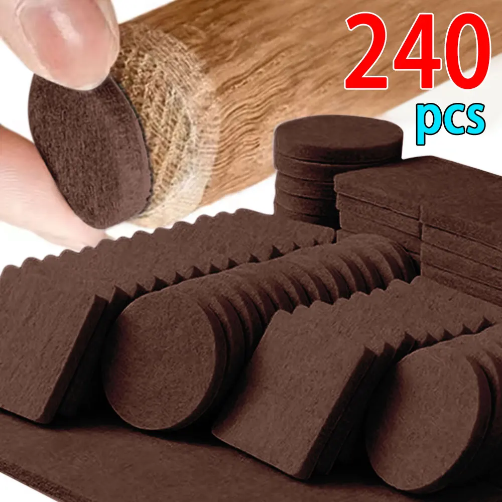 

24/240Pcs Felt Chair Leg Pads Round Square Floor Protector Self Adhesive Furniture Table Legs Pad Bumper Anti Slip Furniture Mat