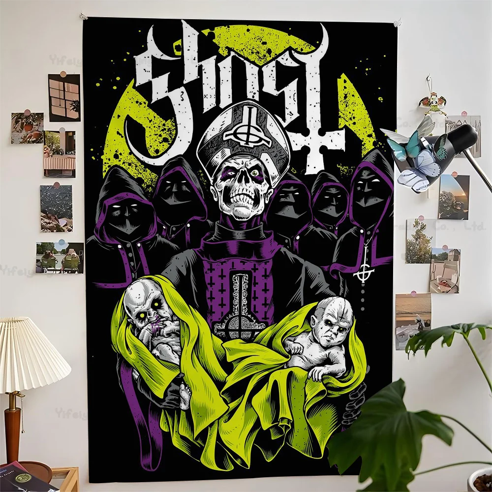 Classic Ghost Band Kraft Paper Cartoon Tapestry Wall Hanging Decoration Household Home Decor