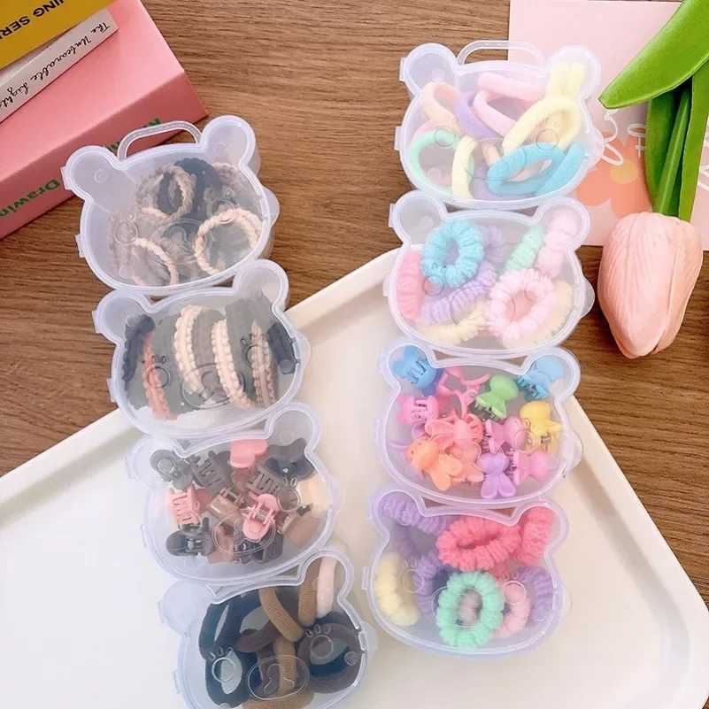 4 Box Colorful Hair Accessories set Girls Hair ties Hairclips Gift Box Cute small size hair rubber bands Baby Hairpins Headwear