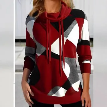 

Универсальный пуловер в офисном стиле для поездок на работу, модная водолазка с длинными рукавами и принтом, толстовка Pull Hiver Femme Moletom Femininos